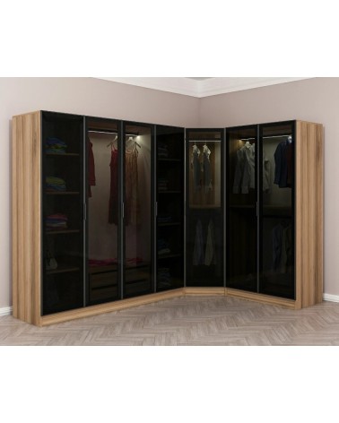 Armoire d'angle dressing CHENE en L 440x210x52