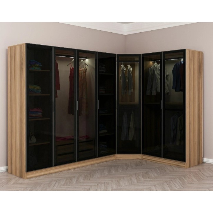 Armoire d'angle dressing CHENE en L 440x210x52
