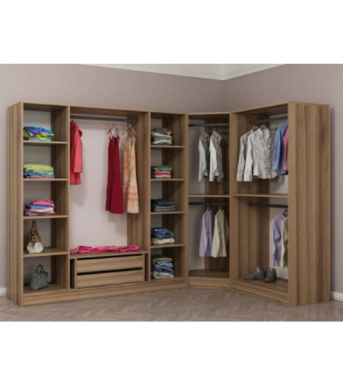 Armoire d'angle dressing CHENE en L 440x210x52