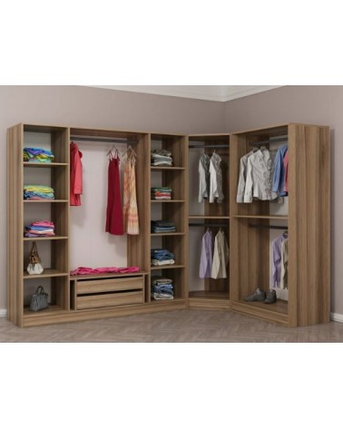 Armoire d'angle dressing CHENE en L 440x210x52