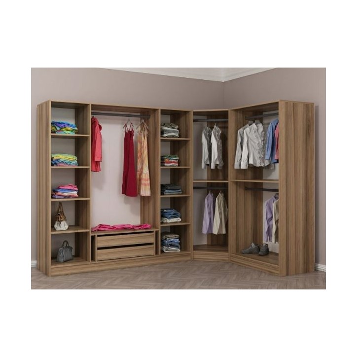 Armoire d'angle dressing CHENE en L 440x210x52