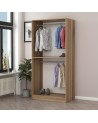 Armoire avec 2 portes verre fumé, noyer doré/noir 90 x 210 cm