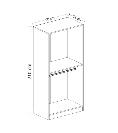 Armoire avec 2 portes verre fumé, noyer doré/noir 90 x 210 cm