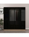 Armoire avec 4 portes en verre fumé, noyer doré/noir 180 x 210 cm