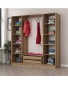 Armoire avec 4 portes en verre fumé, noyer doré/noir 180 x 210 cm