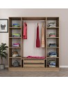 Armoire avec 4 portes en verre fumé, noyer doré/noir 180 x 210 cm