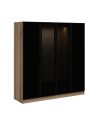Armoire avec 4 portes en verre fumé, noyer doré/noir 180 x 210 cm