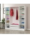 Armoire avec 4 portes en verre fumé, blanc/noir 180 x 210 cm