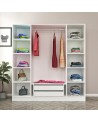 Armoire avec 4 portes en verre fumé, blanc/noir 180 x 210 cm