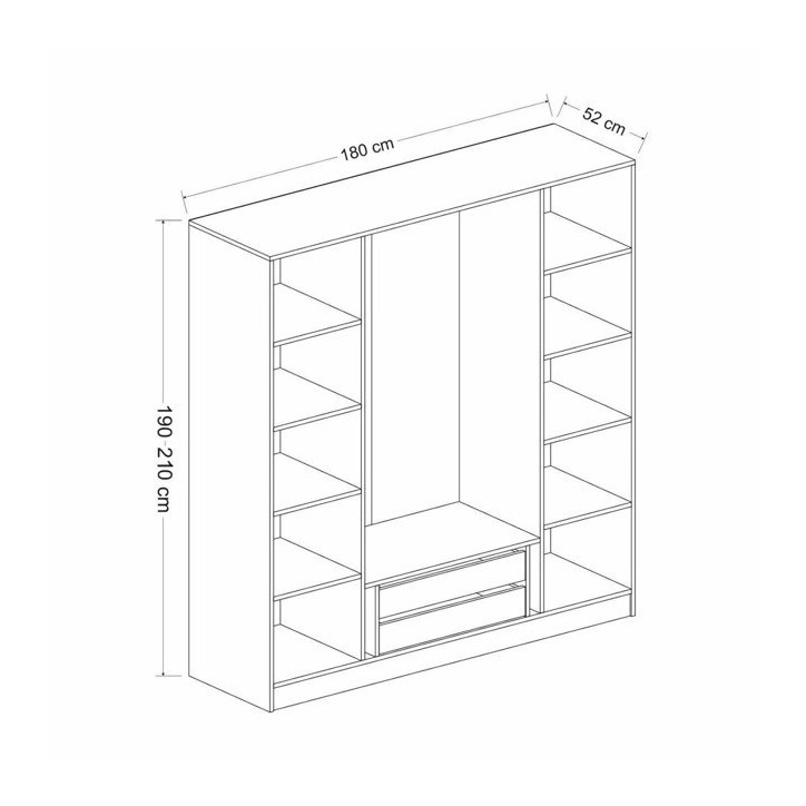 Armoire avec 4 portes en verre fumé, blanc/noir 180 x 210 cm