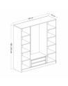 Armoire avec 4 portes en verre fumé, blanc/noir 180 x 210 cm