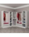 Armoire d'angle avec 7 portes en verre fumé, blanc/noir 440 x 210 cm