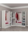 Armoire d'angle avec 7 portes en verre fumé, blanc/noir 440 x 210 cm