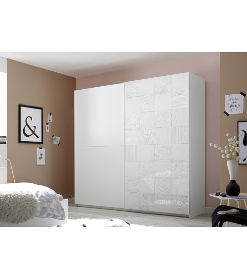 Armoire 2 portes coulissantes AVOLTE 220x210x64 cm BLANCHE