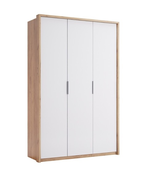 Armoire ASTI 3 portes 140 cm chêne et blanc