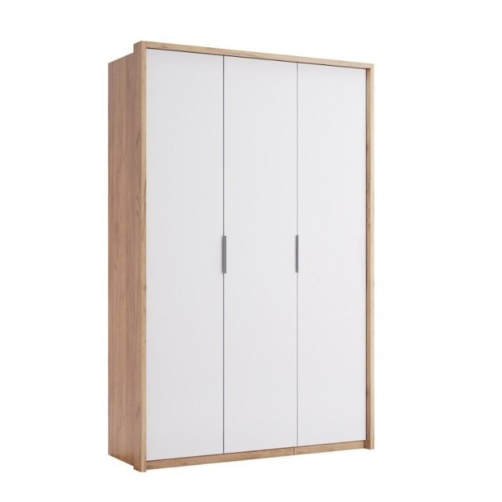 Armoire ASTI 3 portes 140 cm chêne et blanc