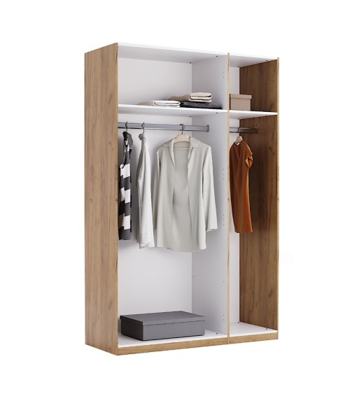Armoire ASTI 3 portes 140 cm chêne et blanc