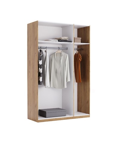 Armoire ASTI 3 portes 140 cm chêne et blanc