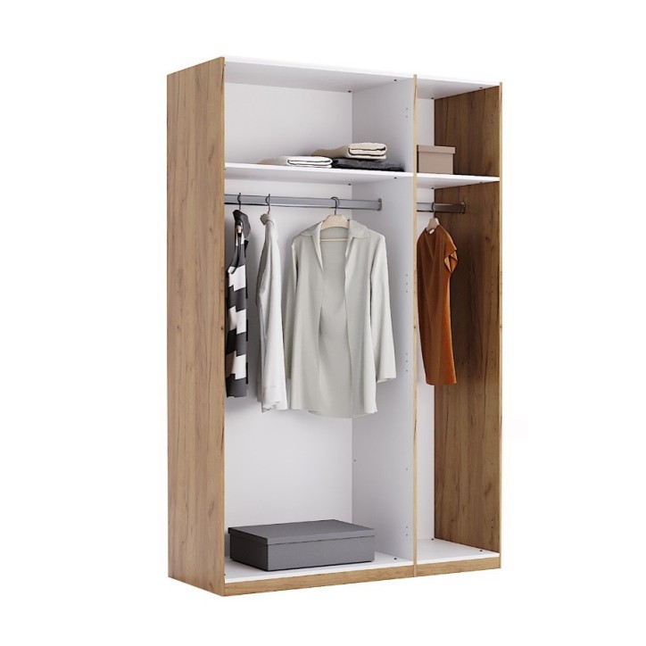 Armoire ASTI 3 portes 140 cm chêne et blanc
