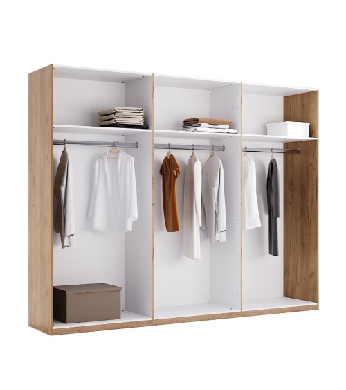 Armoire ASTI 275 cm chêne et blanc
