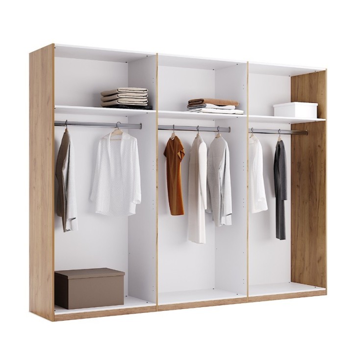 Armoire ASTI 275 cm chêne et blanc