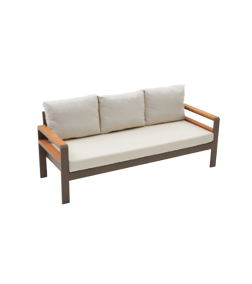 Salotto da giardino Hawaï écru e legno di Iroko