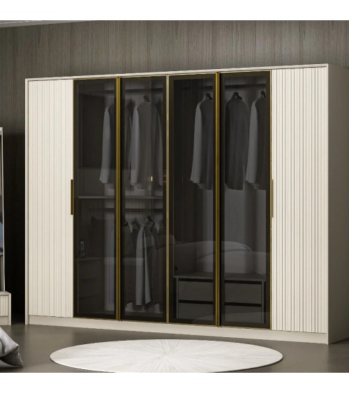 Armoire LUXE 6 portes 274 cm beige