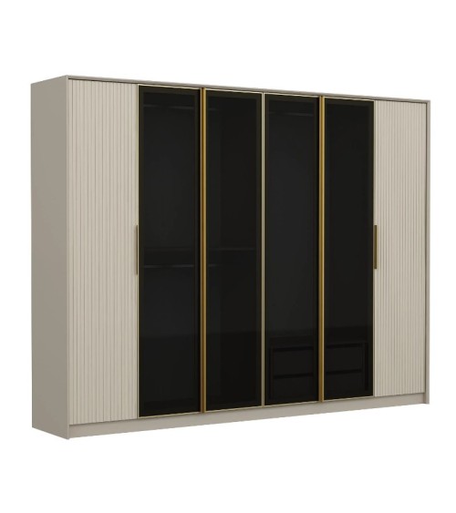 Armoire LUXE 6 portes 274 cm beige