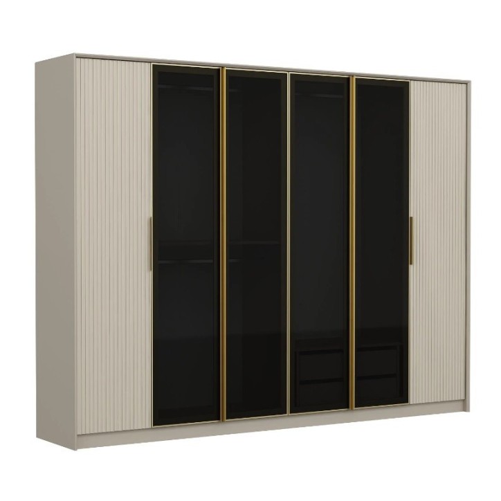 Armoire LUXE 6 portes 274 cm beige