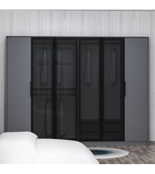 Armoire LUXE 6 portes 274 cm anthracite