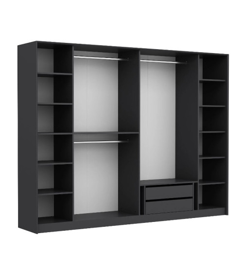 Armoire LUXE 6 portes 274 cm anthracite