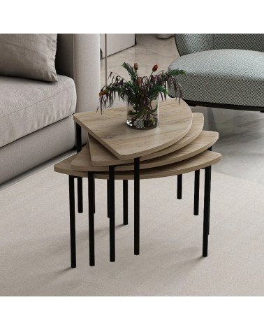 Table basse gigogne Emma 90 cm bois