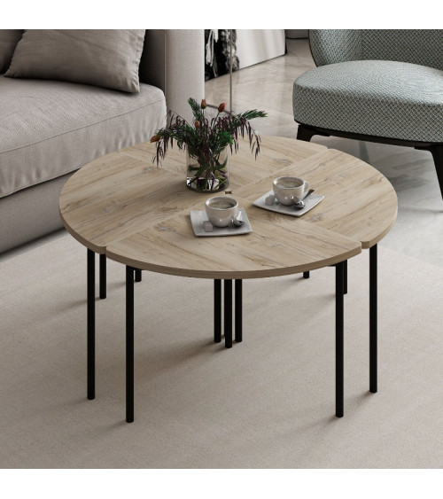 Table basse gigogne Emma 90 cm bois