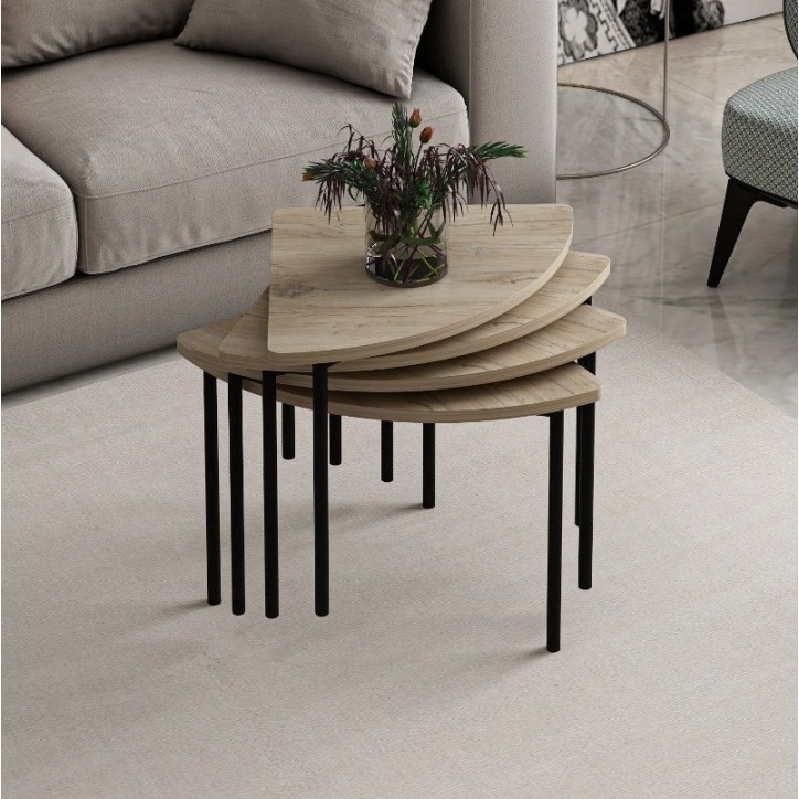 Table basse gigogne Emma 90 cm bois