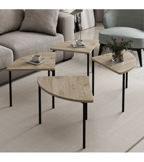 Table basse gigogne Emma 90 cm bois