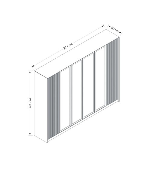 Armoire LUXE 6 portes 274 cm beige