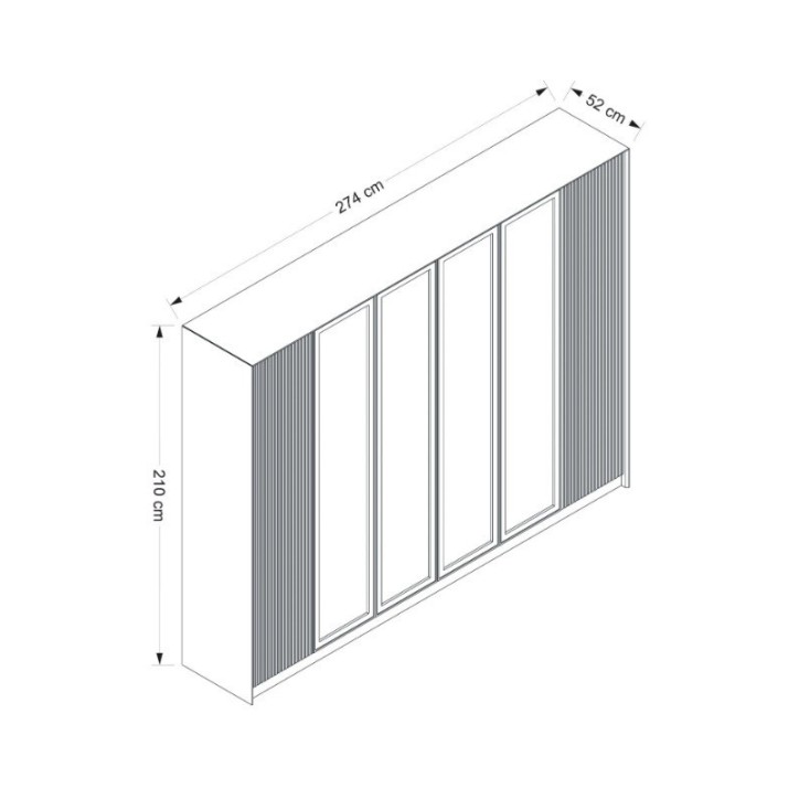 Armoire LUXE 6 portes 274 cm beige