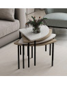 Table basse gigogne Emma 90 cm bois et blanc