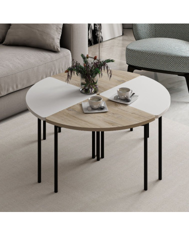 Mesa de centro Emma 90 cm madera y blanco