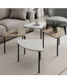 Table basse gigogne Emma 90 cm bois et blanc