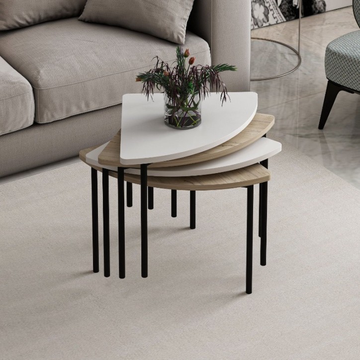 Tavolino centrale Emma 90 cm legno e bianco