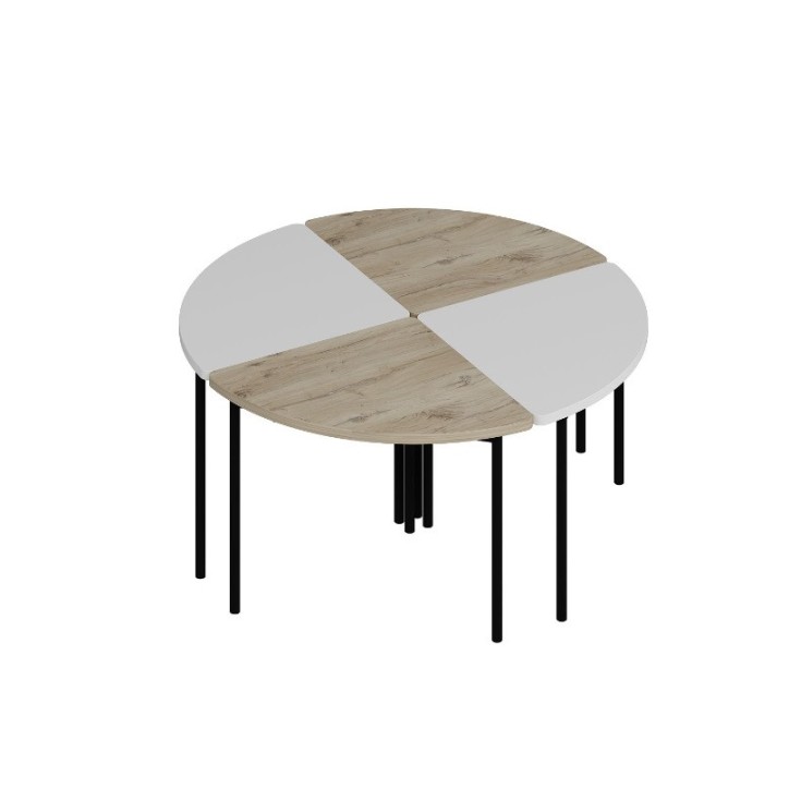 Table basse gigogne Emma 90 cm bois et blanc