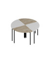 Table basse gigogne Emma 90 cm bois et blanc