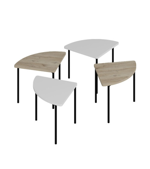 Table basse gigogne Emma 90 cm bois et blanc