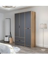Armoire ELINE 3 portes 140 cm anthracite et doré