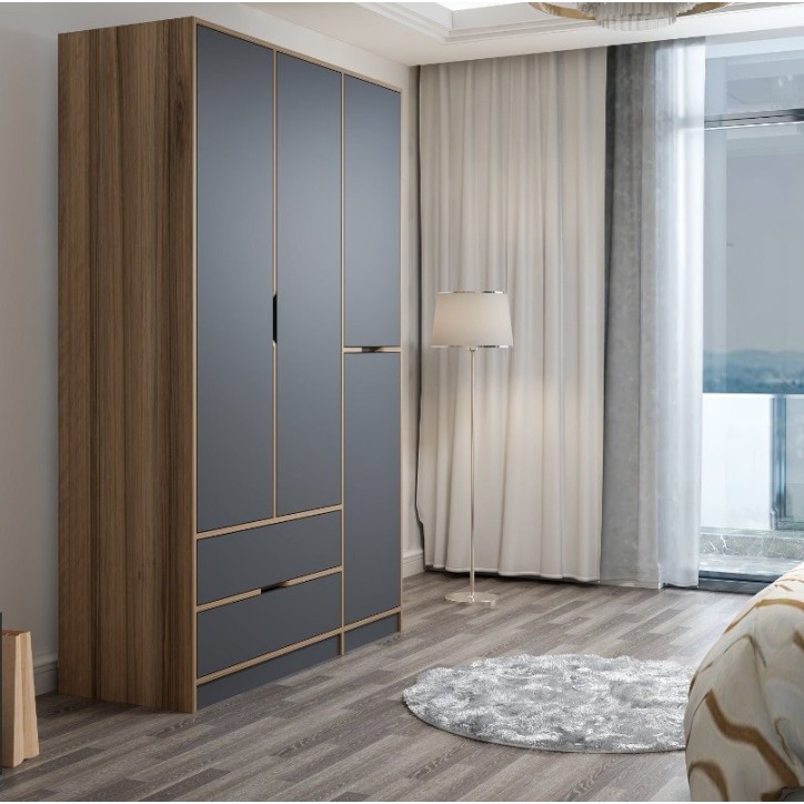 Armoire ELINE 3 portes 140 cm anthracite et doré