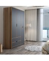 Armoire ELINE 3 portes 140 cm anthracite et doré