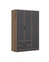 Armoire ELINE 3 portes 140 cm anthracite et doré