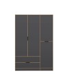 Armoire ELINE 3 portes 140 cm anthracite et doré