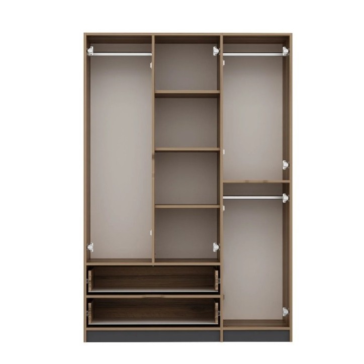 Armoire ELINE 3 portes 140 cm anthracite et doré